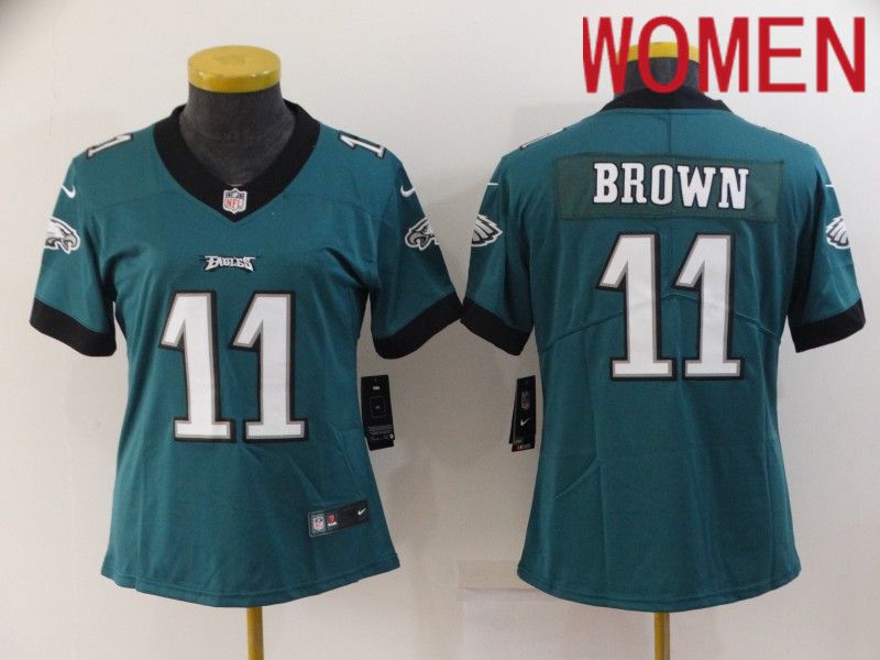 Women Philadelphia Eagles 11 Brown Green 2022 Nike Limited Vapor Untouchable NFL Jersey